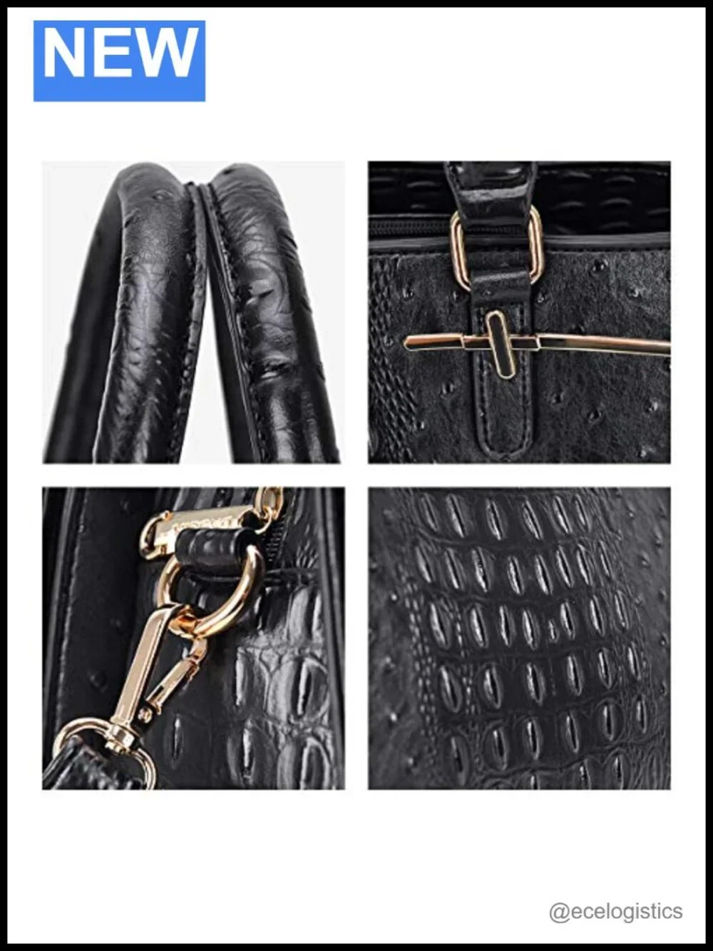 Faux Leather Woman Satchel Hobo Tote Set with 3 Compartments Shoulder Handbag